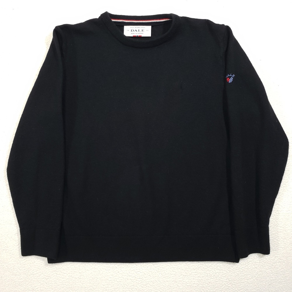 Dale of Norway Sweater Men XXL Shrunk Fits Like Small Black Merino Wool Crewneck